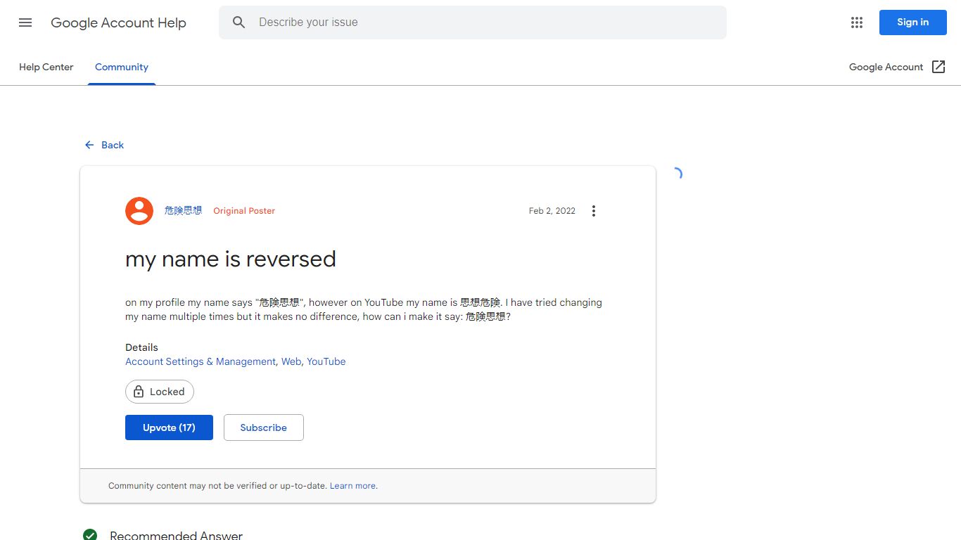 my name is reversed - Google Account Community
